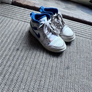 Jordan Kids White and Blue Sneakers